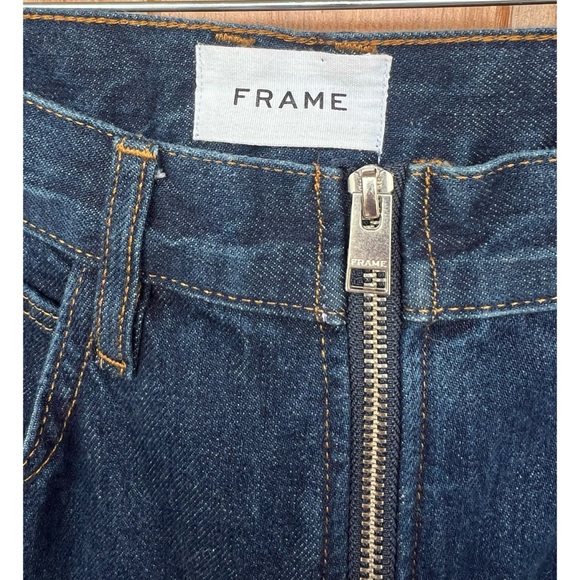Frame Denim Le High & Tight Exposed Zipper Dark Blue Frayed Hem Jeans 27 - Picture 10 of 11